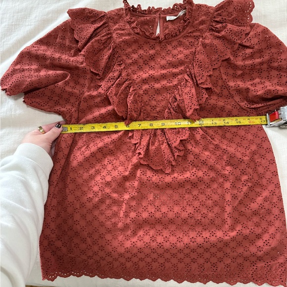 Ulla Johnson Choux Blouse Ruffle Top in Rust / Burnt Orange - Picture 4 of 6